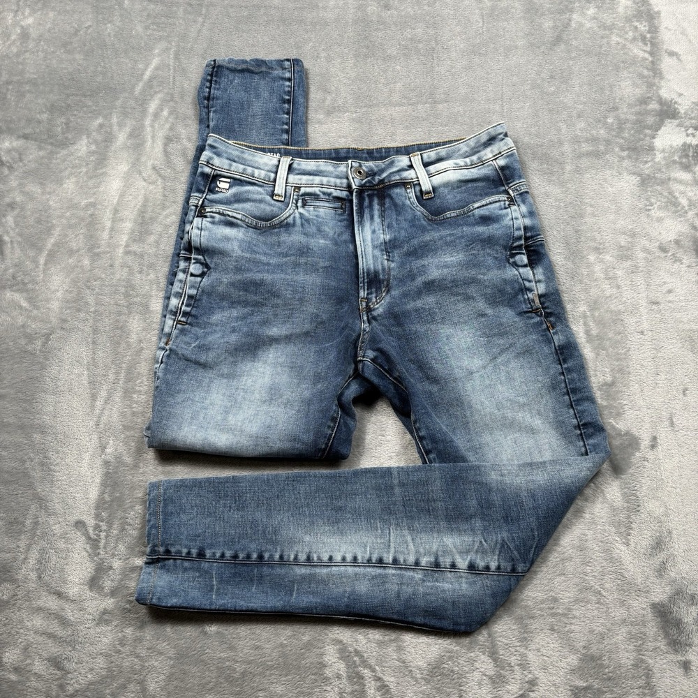 G Star Raw Jeans Mens 34x30 Blue D Staq 3D Slim Moto Pockets Denim Casual Preppy